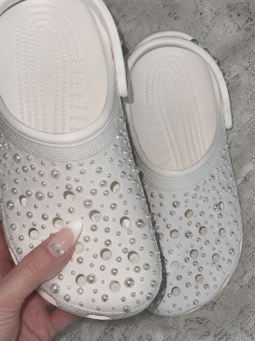 CROCS White customized Pearl Clog — Women Bridal Shoe